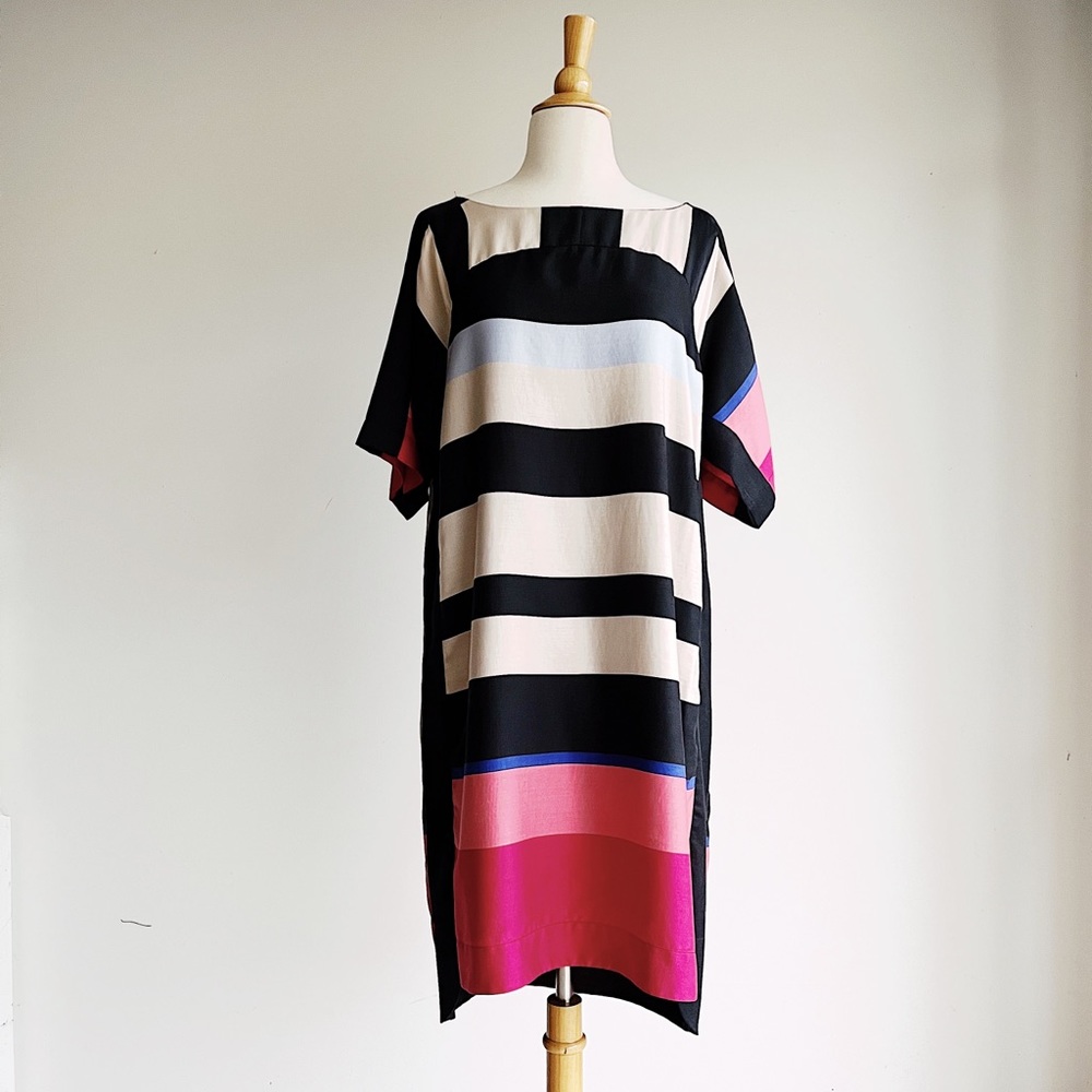 Ann Taylor Black and Pink Striped Dress